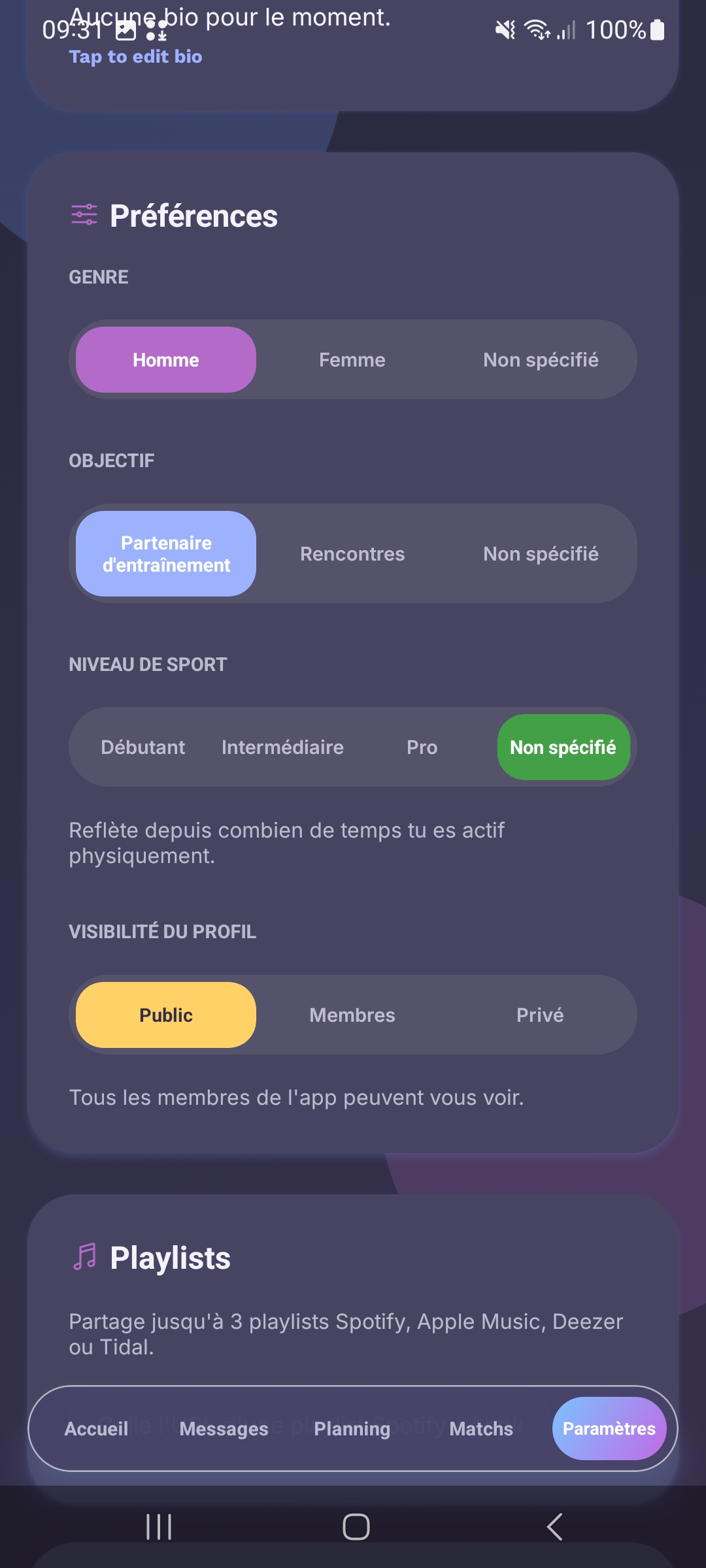 Match screen