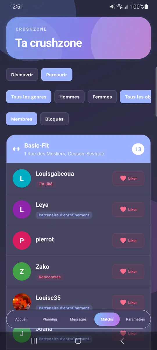 Trouver un partenaire — Crushzone