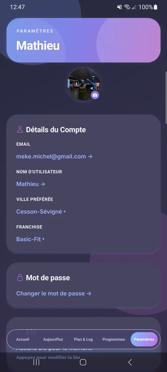 Paramètres & compte