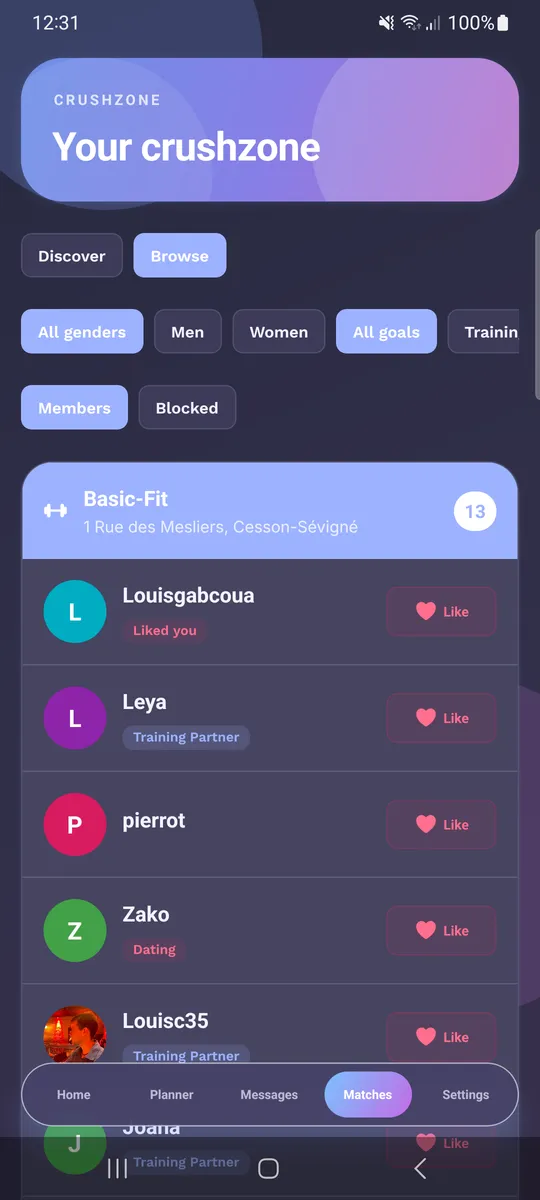 Find Gym Partners — Crushzone