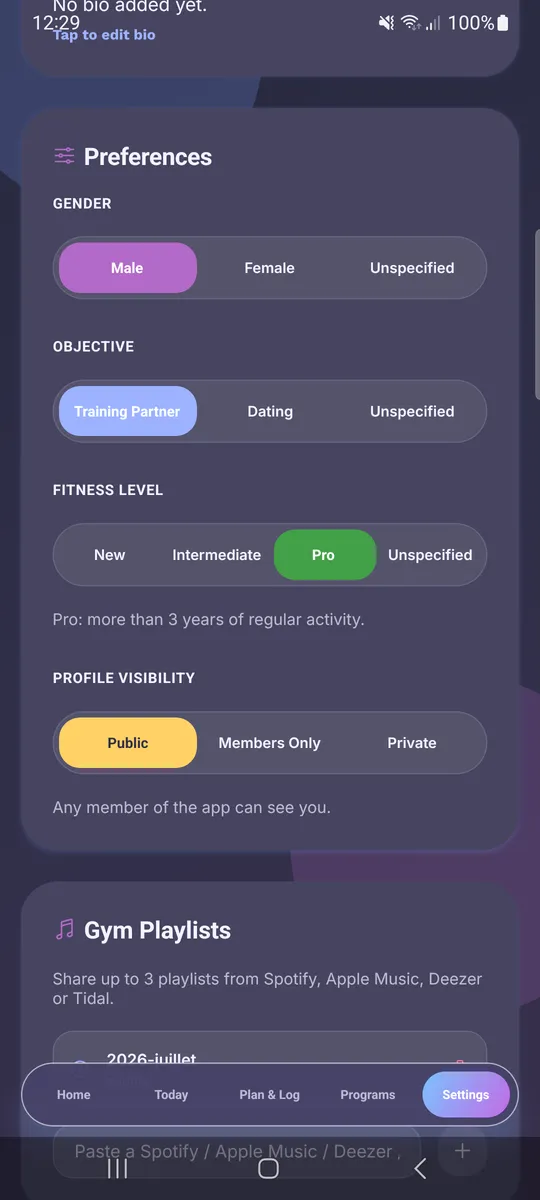 Profile Preferences