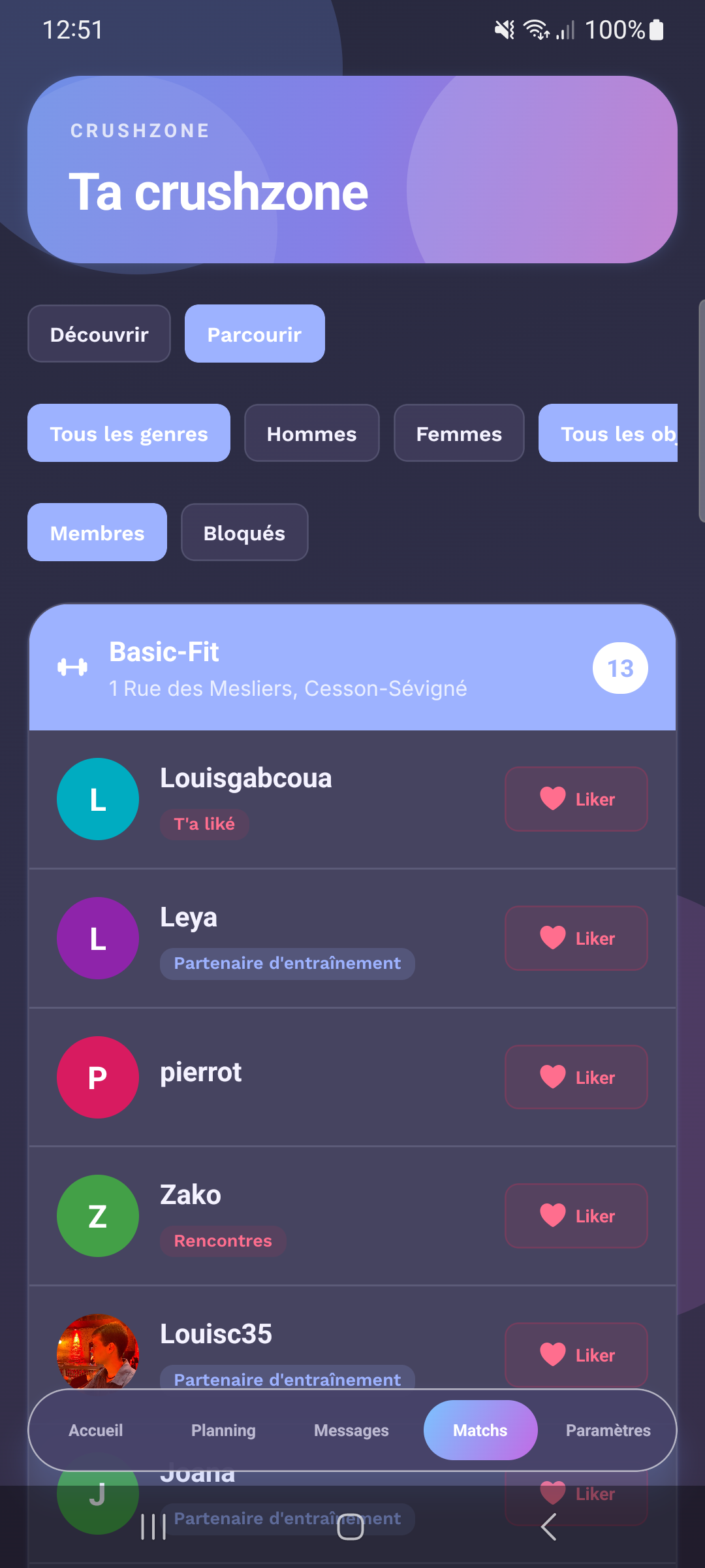 Trouver un partenaire — Crushzone