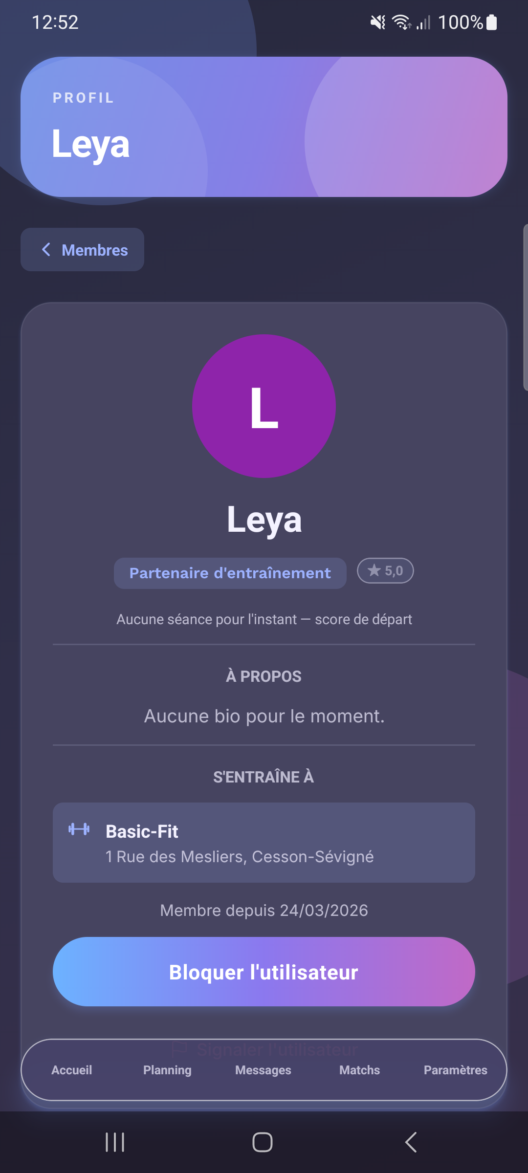 Profil d'un membre