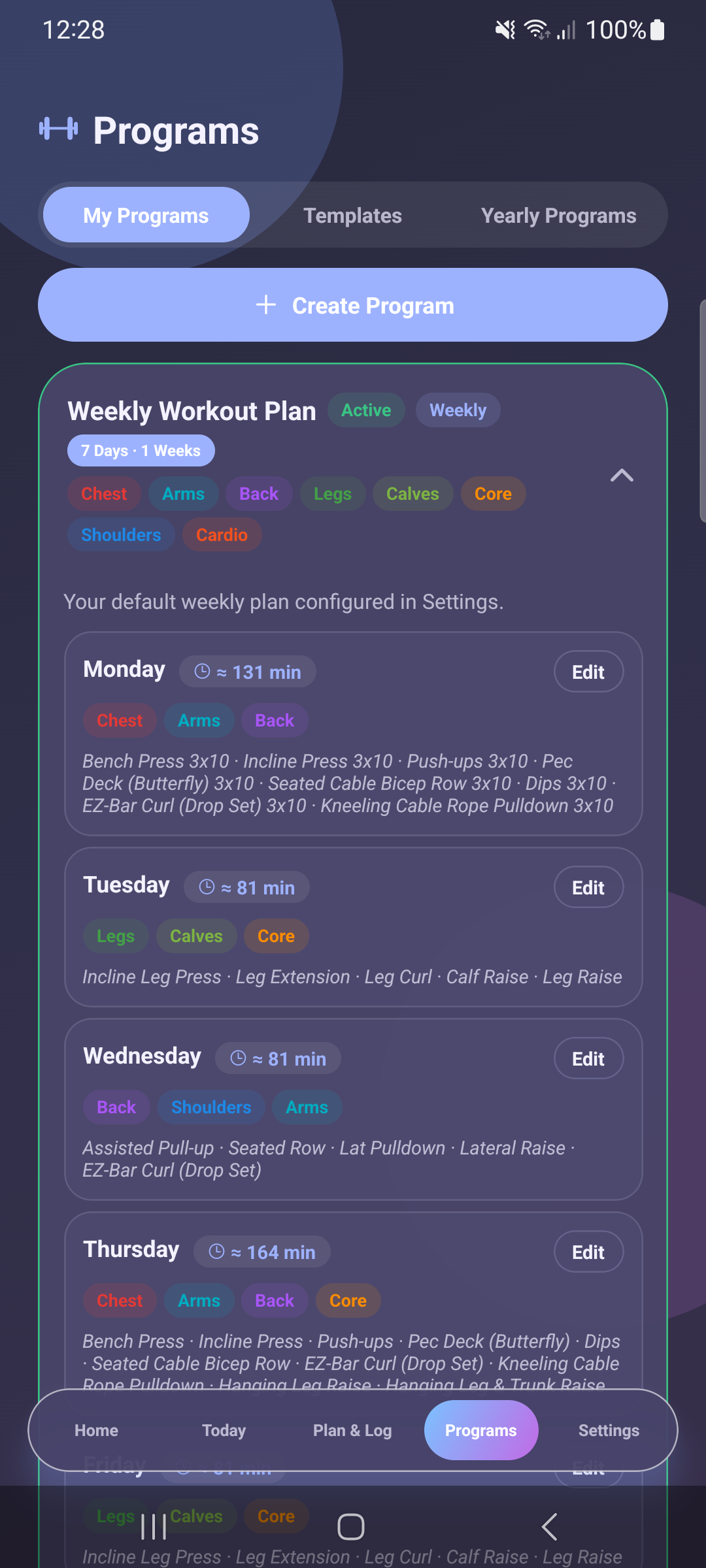 Weekly Program Detail