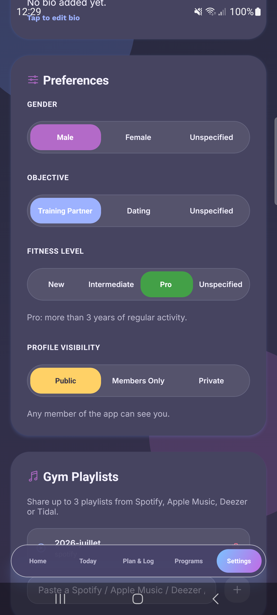 Profile Preferences